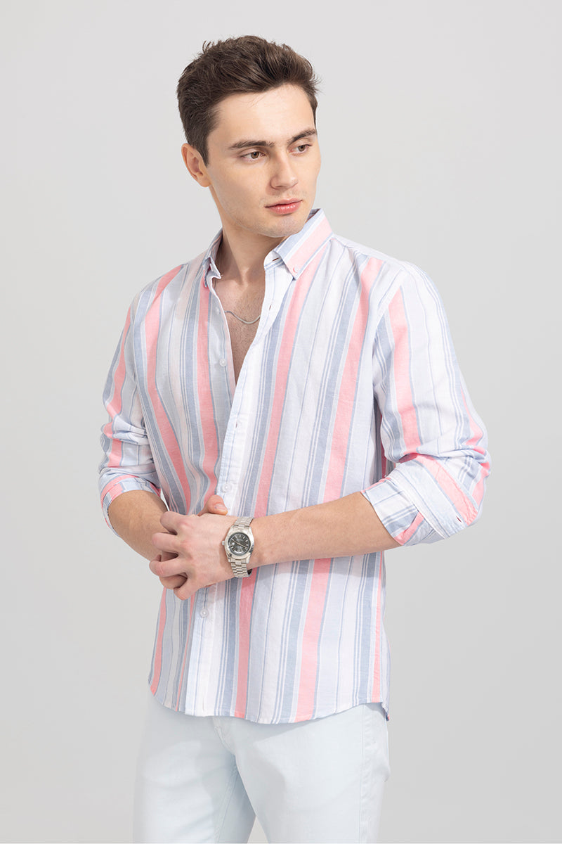 Blazing Stripe Pink Linen Shirt | Relove