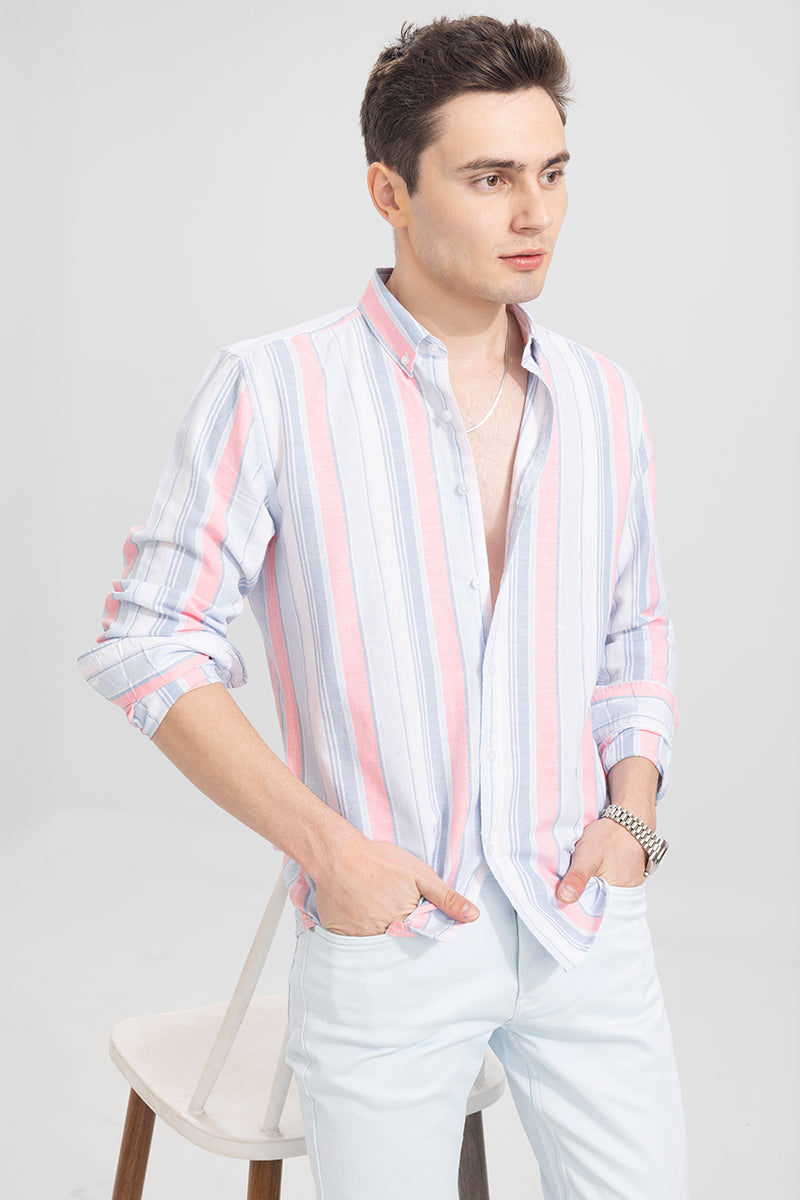 Blazing Stripe Pink Linen Shirt | Relove