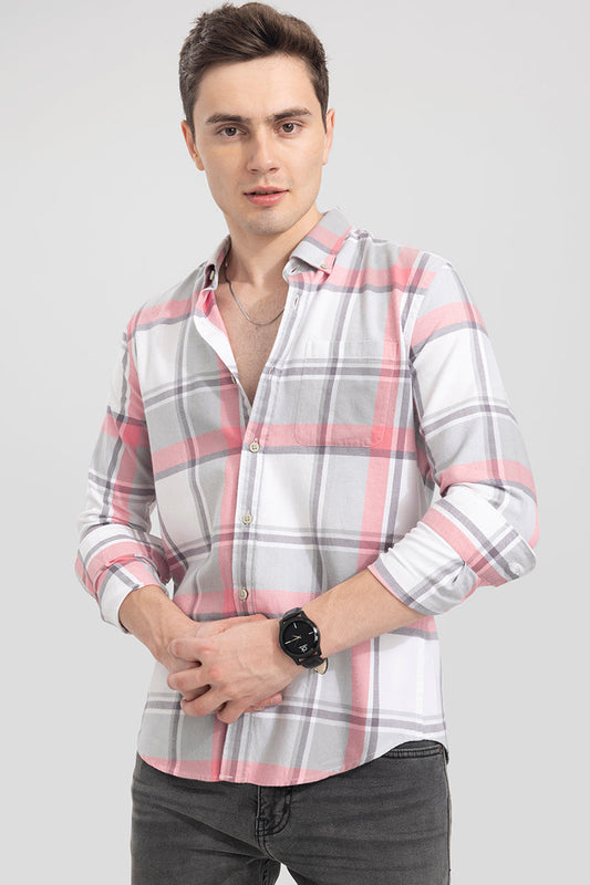 Window Pane Flamingo Pink Checks Shirt | Relove