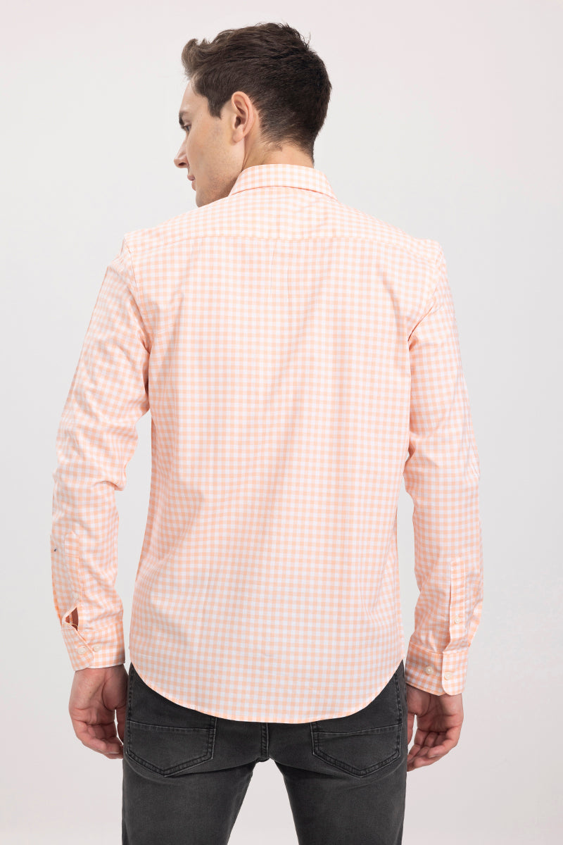 Mini Gingham Checks Orange Shirt | Relove