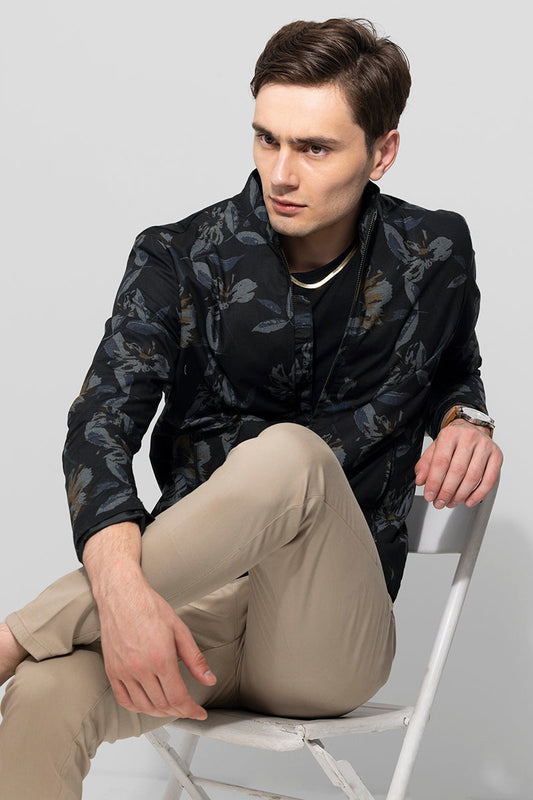 Modern Floral Grey Printed Jacket | Relove