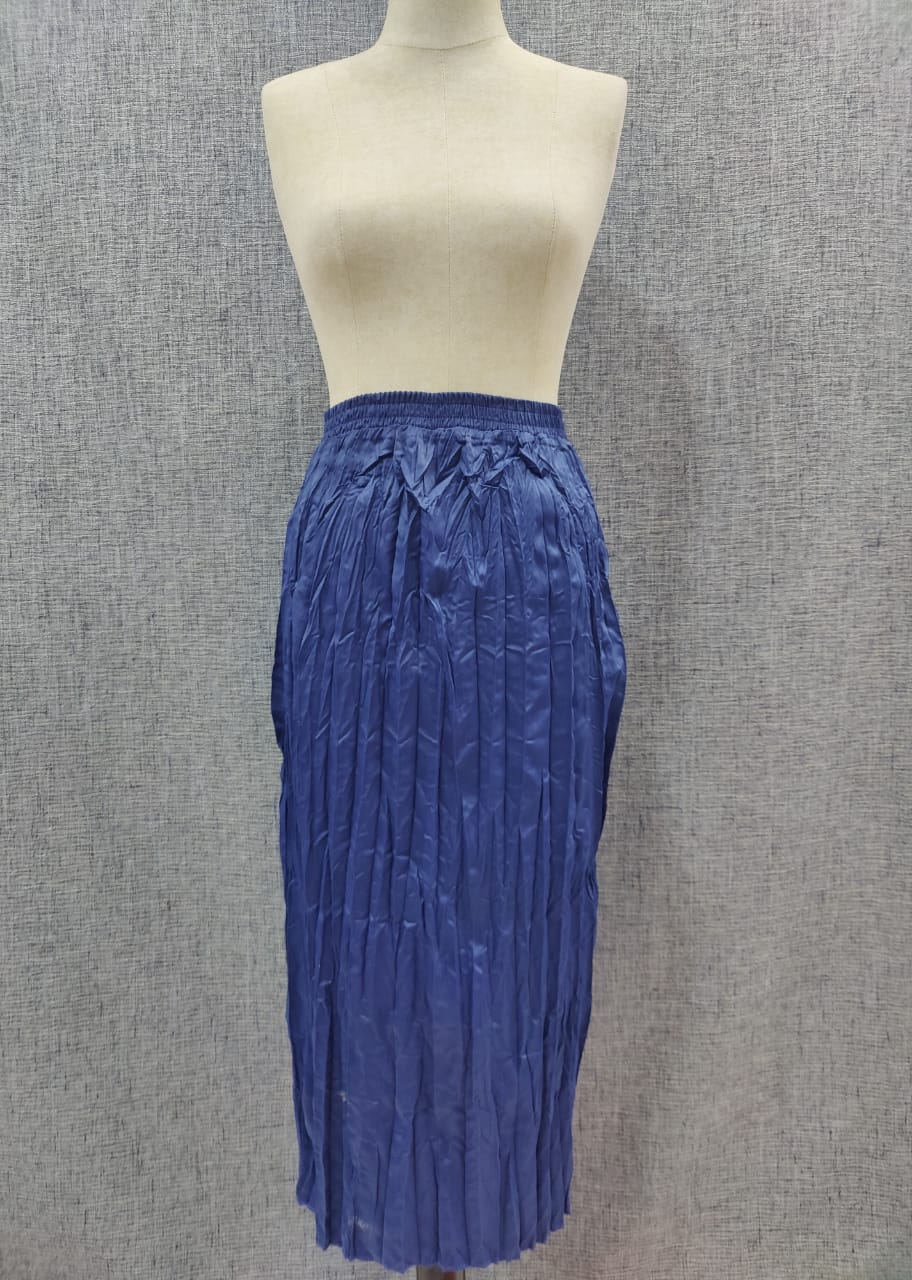 ZARA Metallic Blue Pleated Skirt | Relove