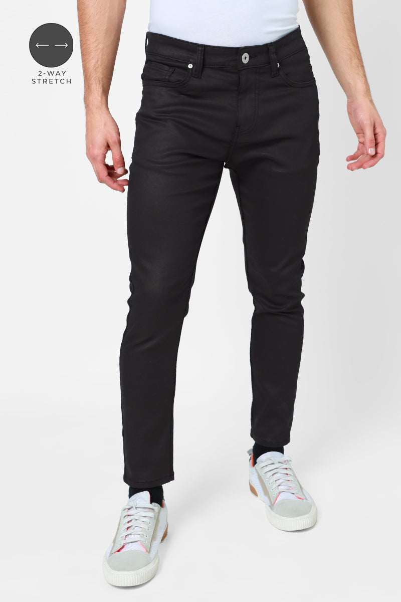 Coated Jet Black Denim - SNITCH