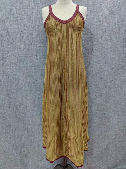 ZARA Maroon and Golden Thread Pattern Dress | Relove