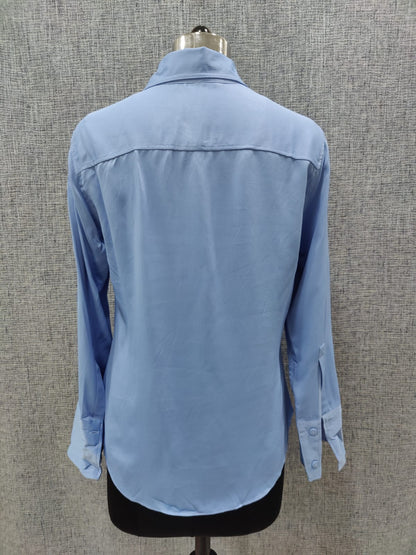ZARA Metallic Blue Full Sleeve Shirt | Relove