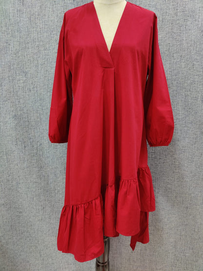 ZARA Red Long Full Sleeves Frill Dress | Relove