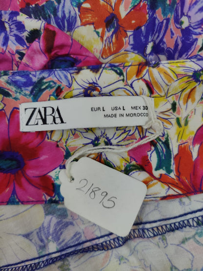 ZARA Multi Color Floral Printed Puffed Sleeve Mini Dress | Relove